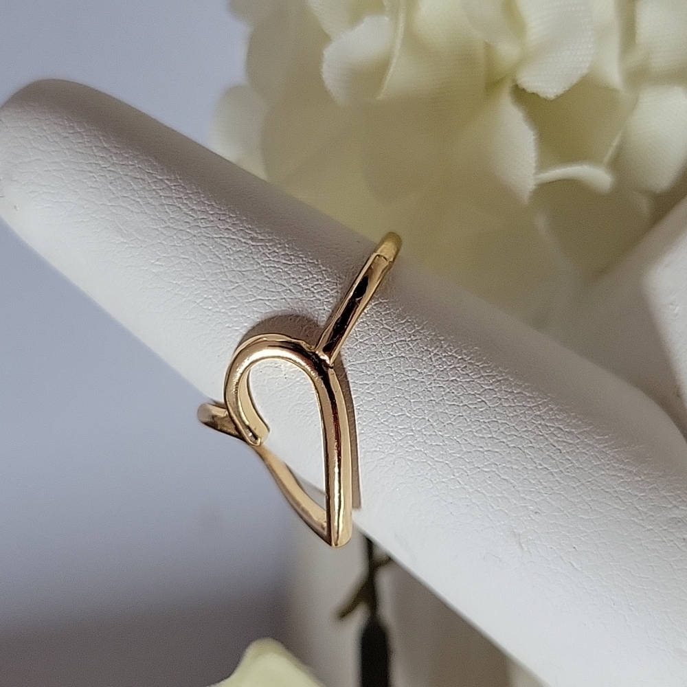 Open Heart Gold Tone Fashion Ring - Picture 9 of 10